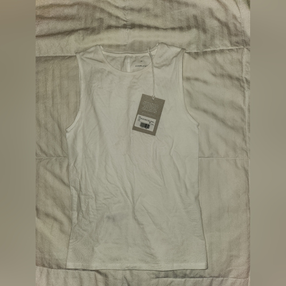 Everlane White Supima Tank Top Muscle cut - Picture 6 of 8